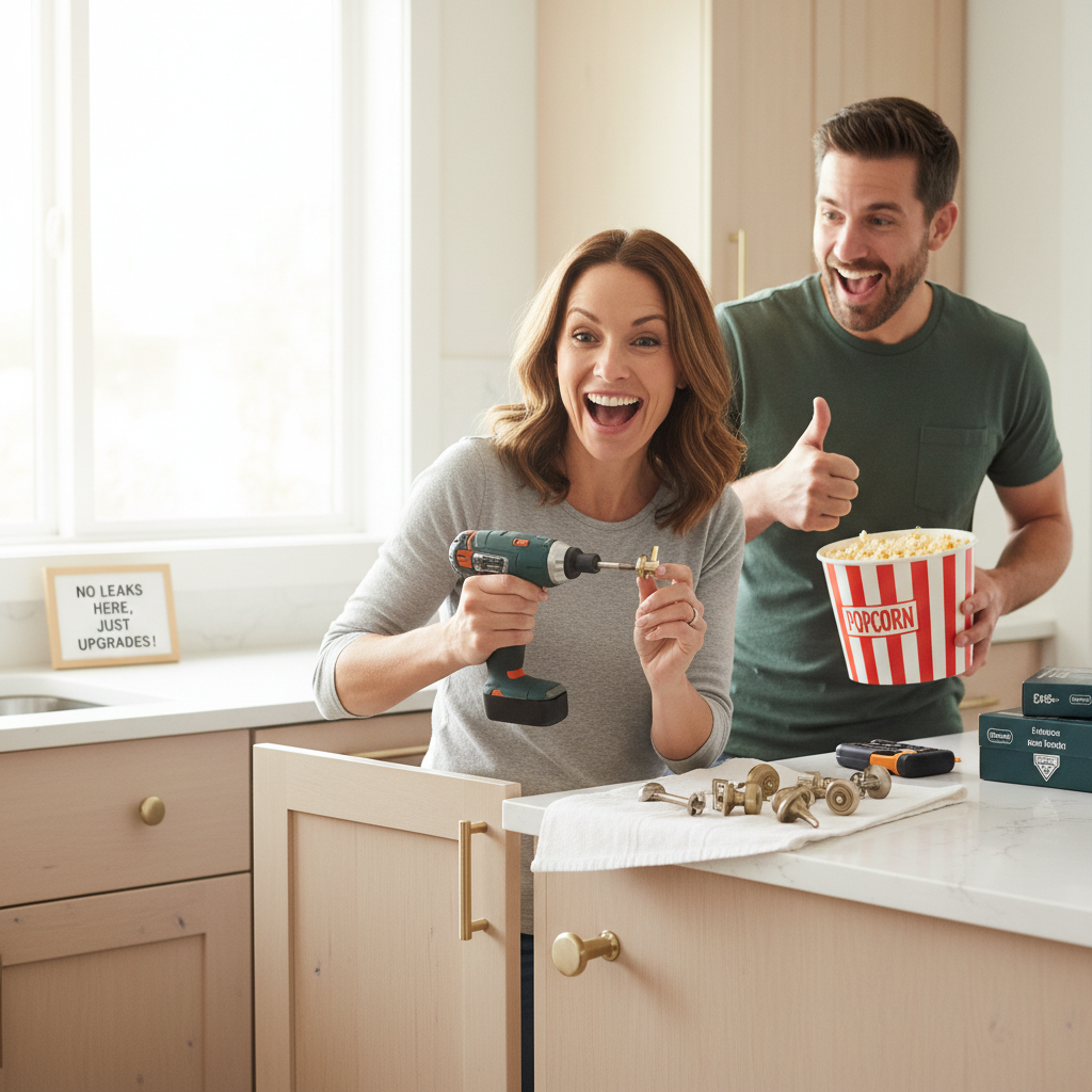 Under-cabinet LED lighting illuminating kitchen countertops with stylish backsplash, enhancing the cabinet area ambiance.