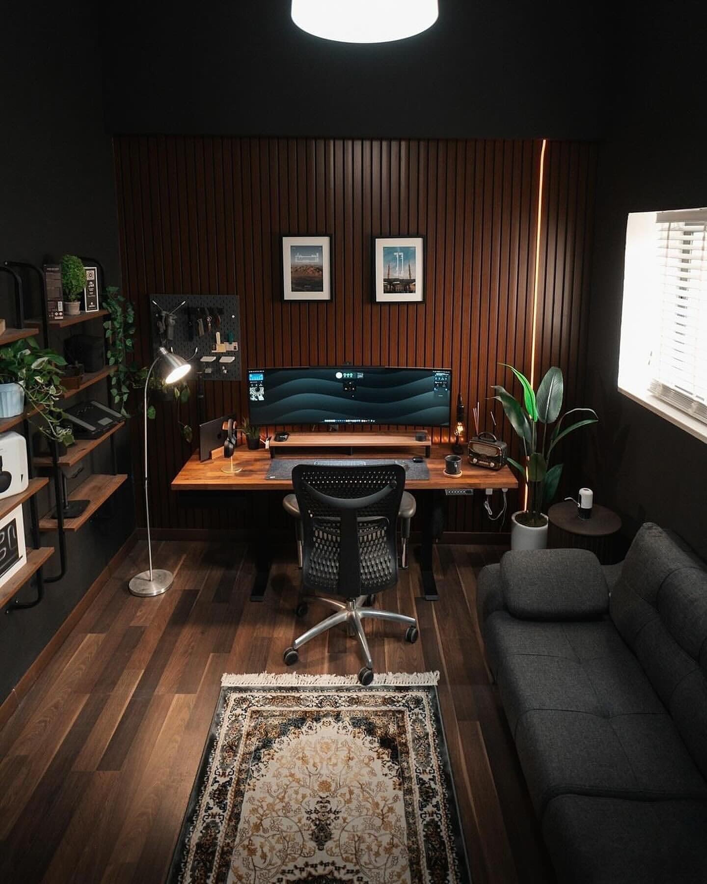 1. Dark Walnut Productivity Haven - small room office ideas