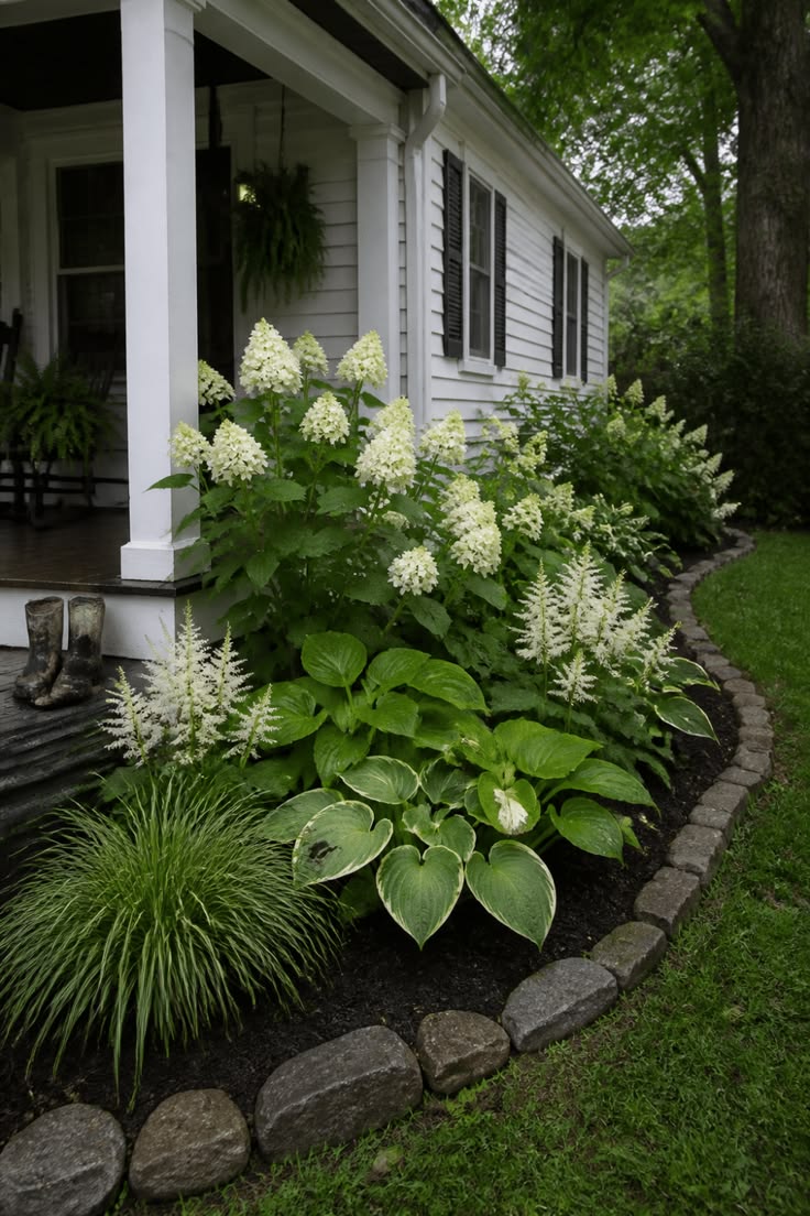 2. The Harmony of Green and White: A Serene Shade Garden Edge