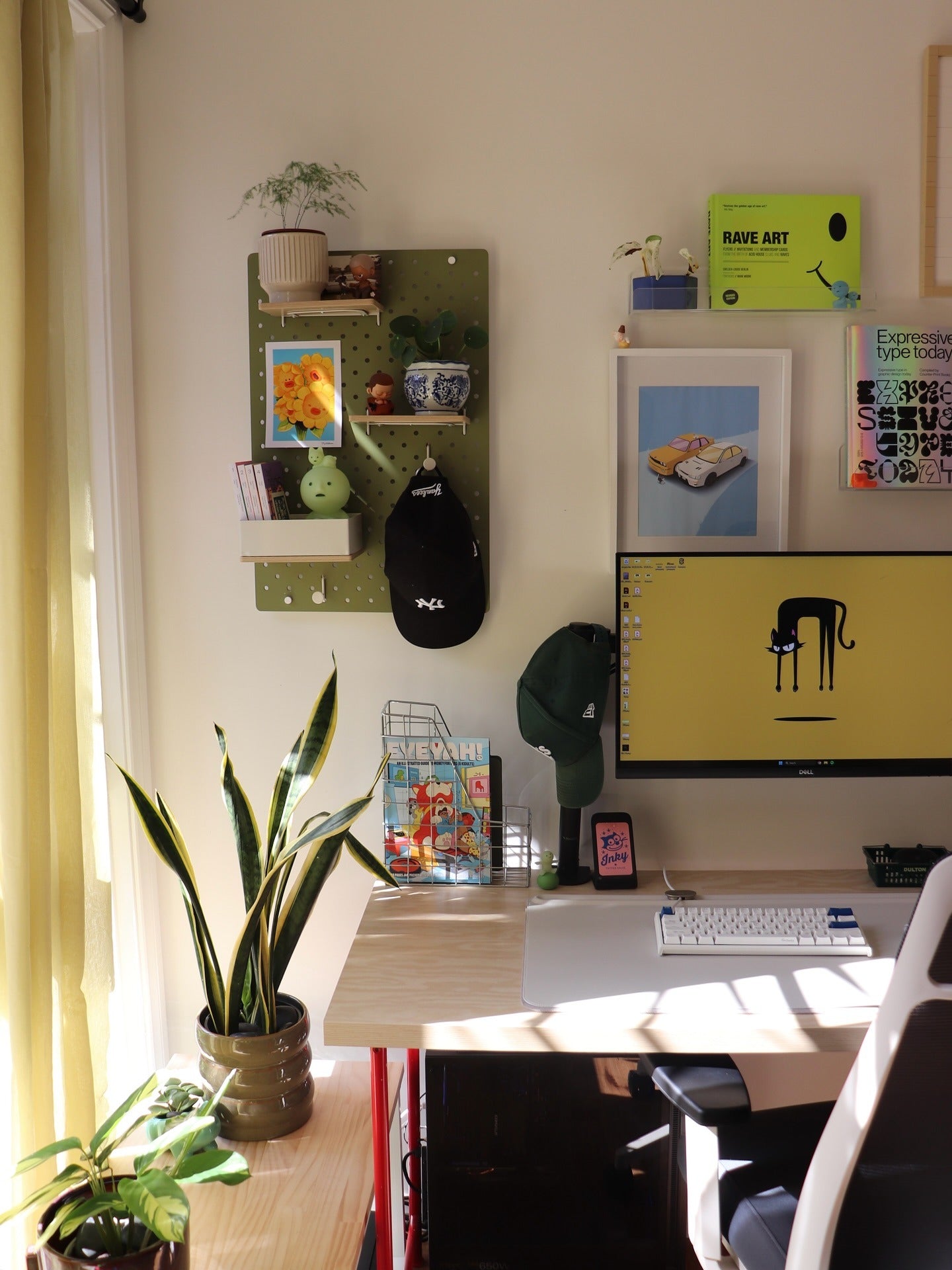4. Creative Corner with Playful Greens - small room office ideas