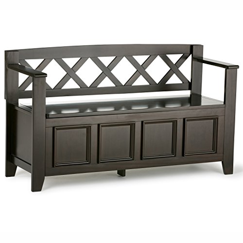 Simpli Home Amherst Solid Wood Entryway Storage Bench, Dark Brown