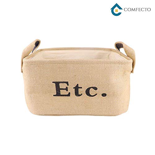 Collapsible Burlap Basket, 12 Inch Eco-Friendly Canvas Storage Bins with Handles, Sturdy Dog Toy Basket, Lightweight Bur