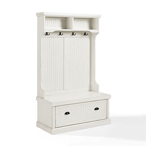 Crosley Furniture Seaside Hall Tree - Distressed White