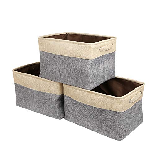 Zonyon Storage Basket Bin, Collapsible Fabric Canvas Storage Cubby Organizer with Handle for Shelves,Closet,Bathroom,Off