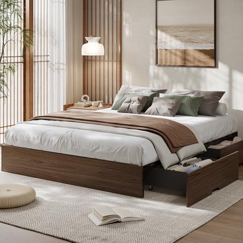 GarveeHome Queen Wood Platform Bed Frame with Storage