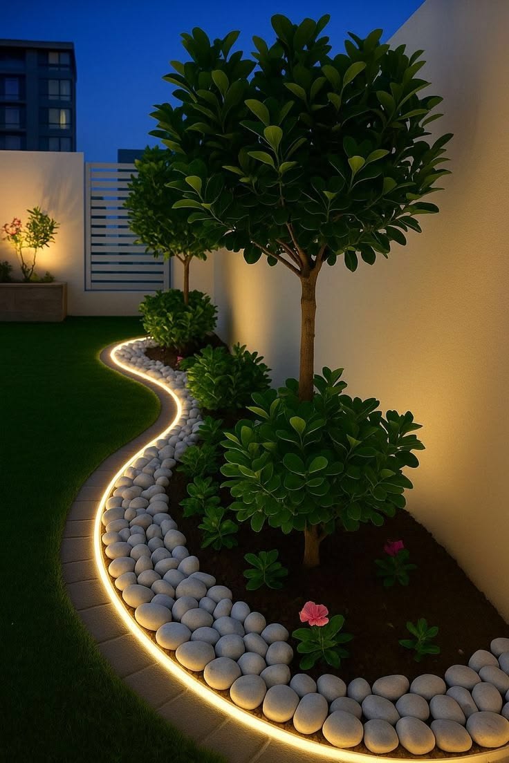 15. Glow of Simplicity: Accent Lighting with Curved Elegance