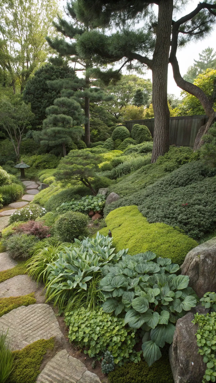 7. Verdant Serenity: A Shade Garden Inspired by Nature's Layers
