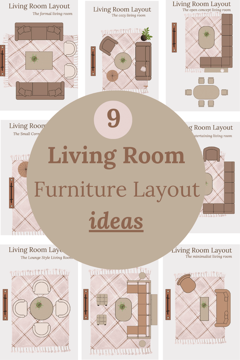 9 Living Room Layout ideas collage