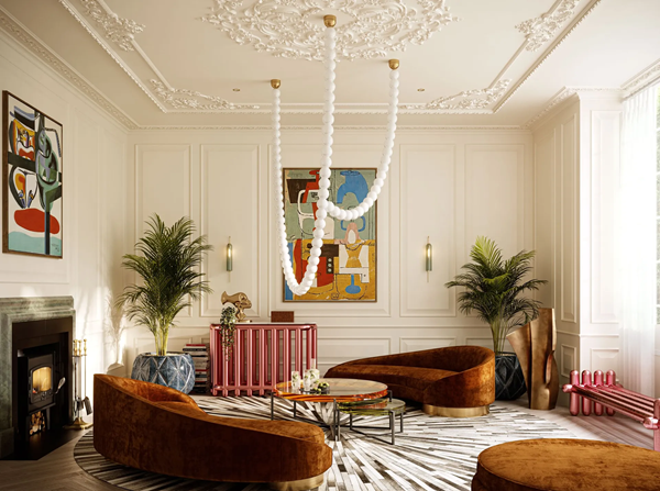Make-Your-space-Look-Expensive-living-room-with-orange-velvet-curved-sofa