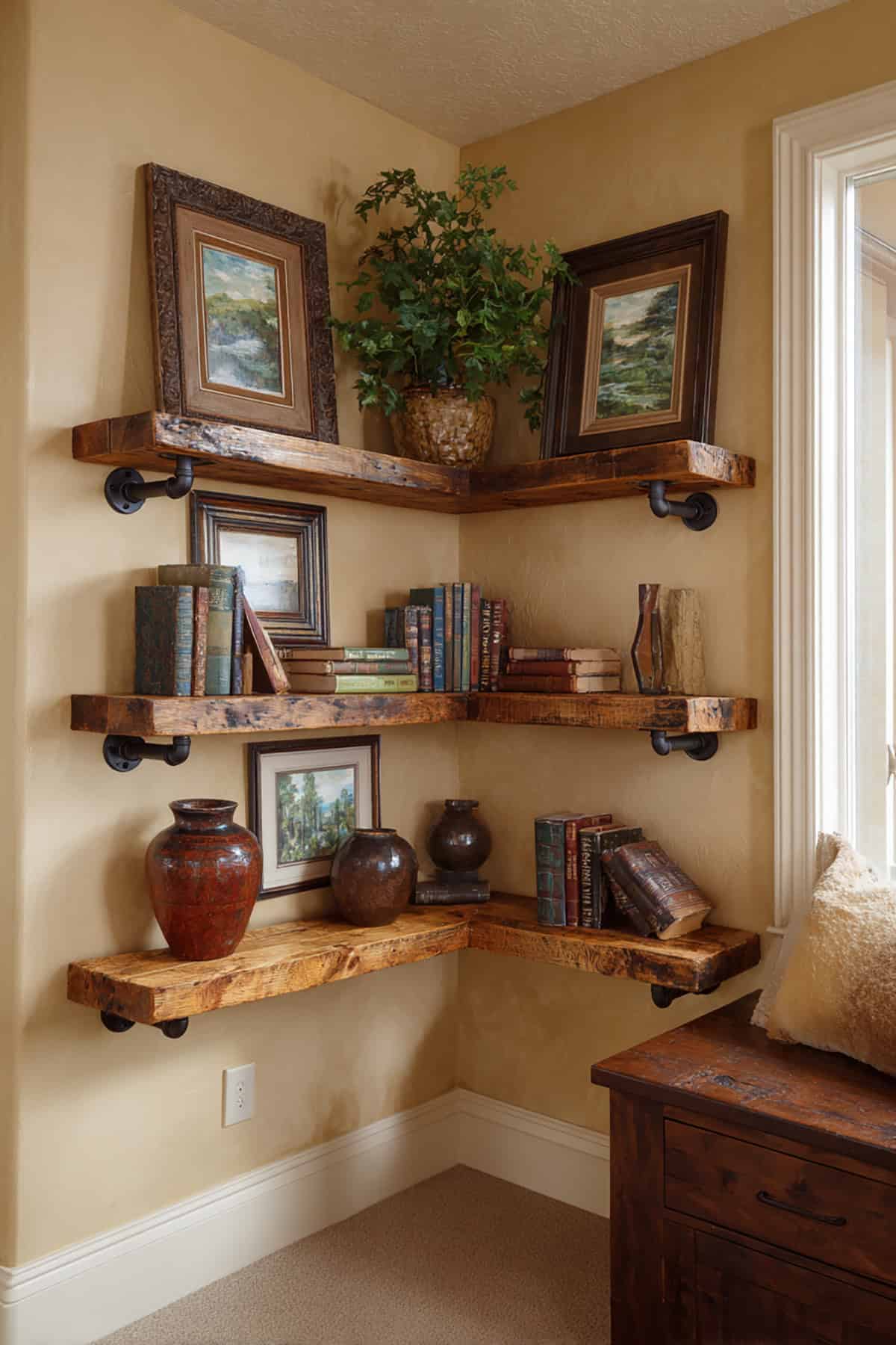 Rustic Corner Shelves