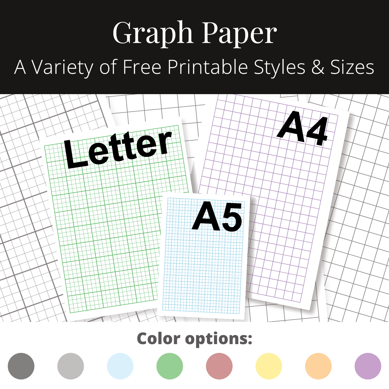 graph paper free printable grid paper coordinate paper square paper in A4, A5, and Letter sizes with multiple color opti