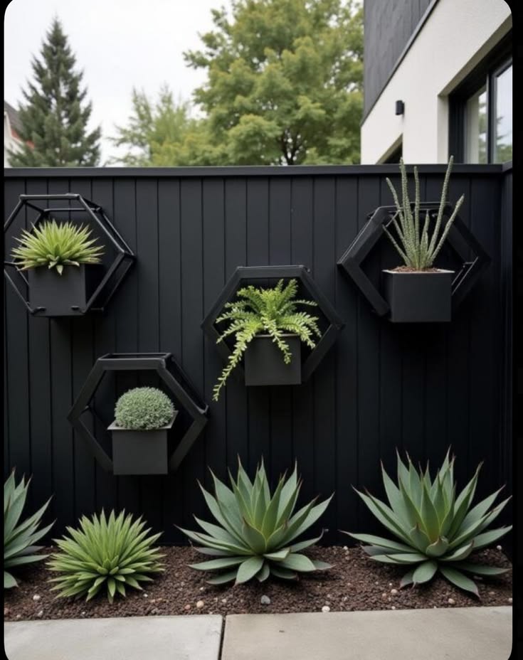 18. Geometric Elegance: A Modern Vertical Garden Solution