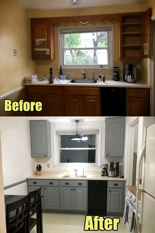 Even with a low budget you can remodel your small kitchen in big ways – just look at this before and after picture – all