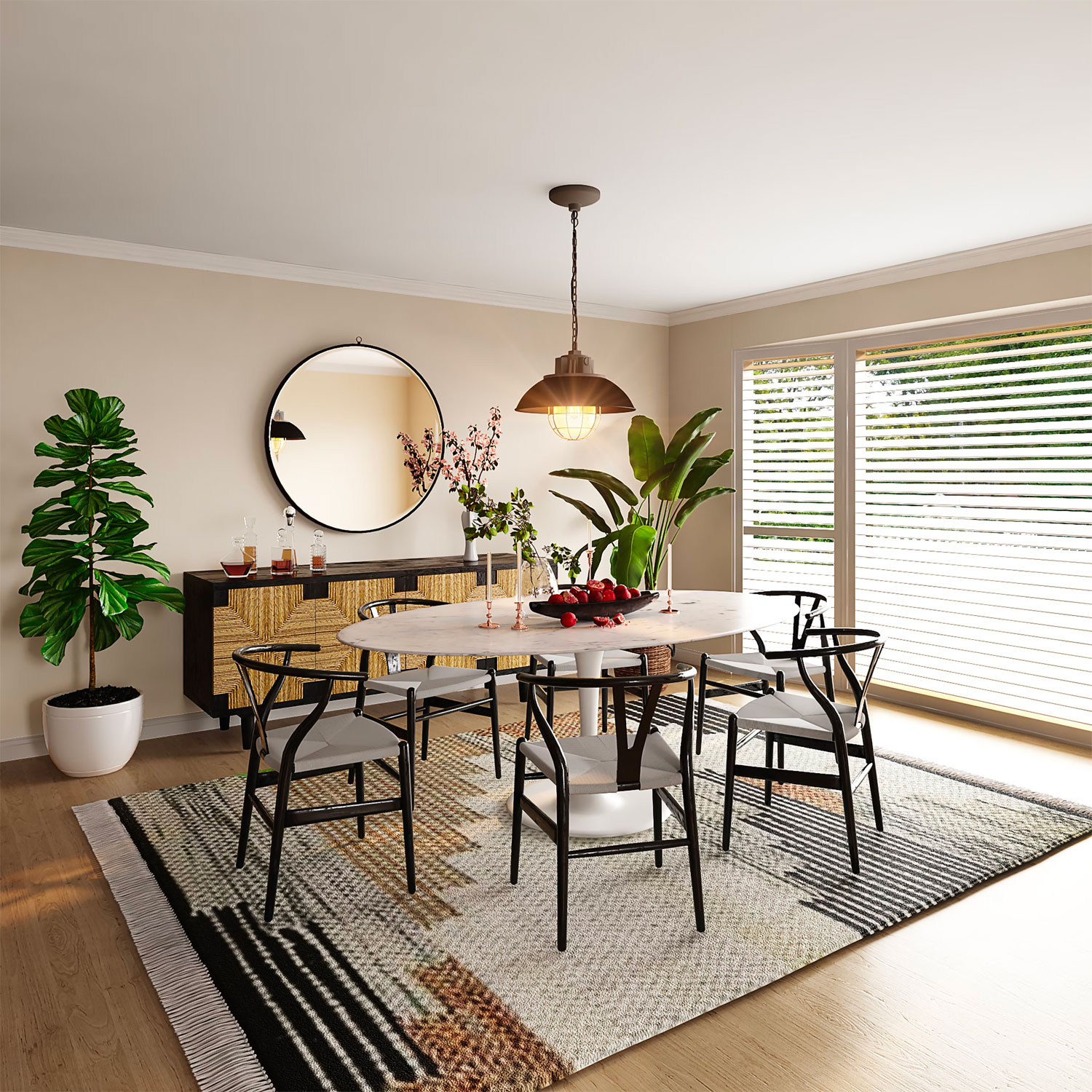 Room with white table and chairs
