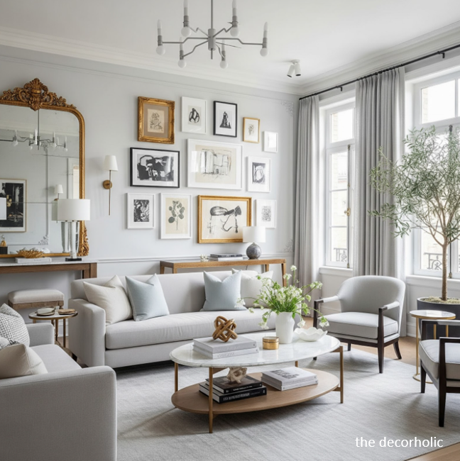 budget friendly gallery wall in a modern farmhouse living room