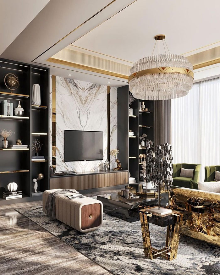Modern living room showcasing home decor ideas with luxurious finishes, designer insights, and contemporary furniture ar