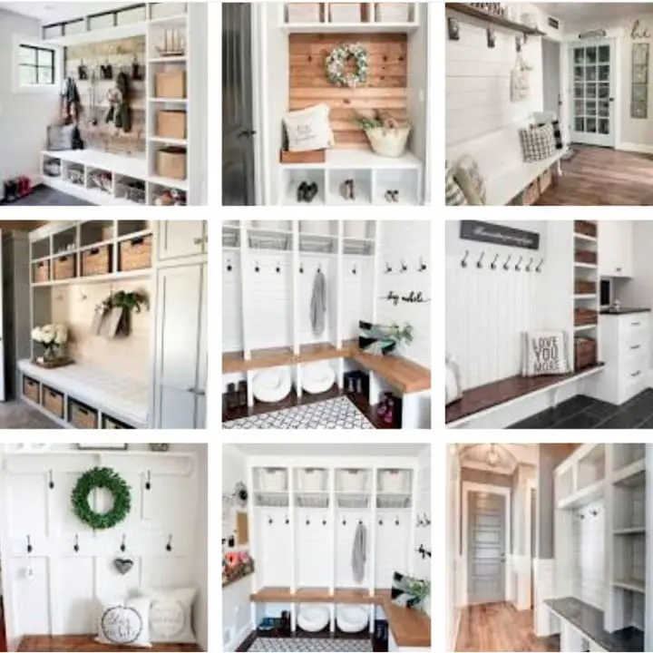 Mudroom ideas - small sample of the mud room ideas and pictures you'll find on this page. For rustic farmhouse and moder